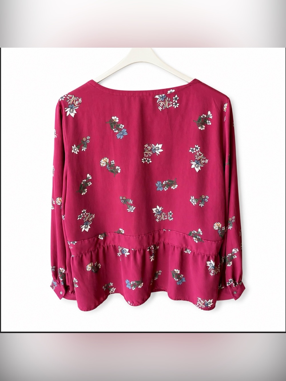 Loft Outlet Women’s Size 14 Burgundy Floral Pullover Top Blouse Lovely EUC - Picture 5 of 5